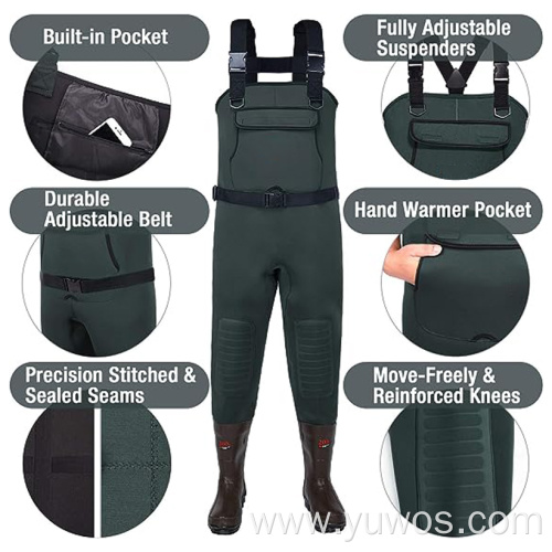 Neoprene Fishing Chest Waders for Men with Boots